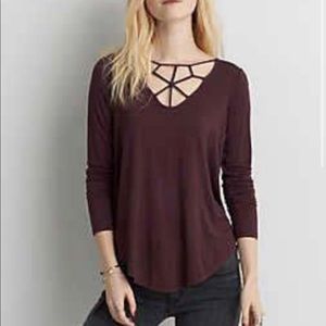 American eagle maroon long sleeve